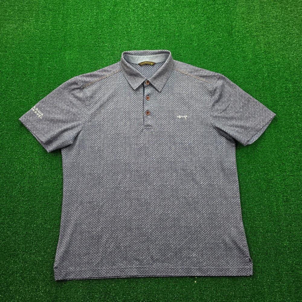 Louis Castel Golf Polo Shirt Mens Medium Blue Gray Short Sleeve Geometric